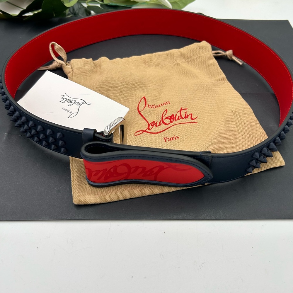Men’s Christian Louboutin Loubi spike calf belt 90-36 centimeters made in Italy